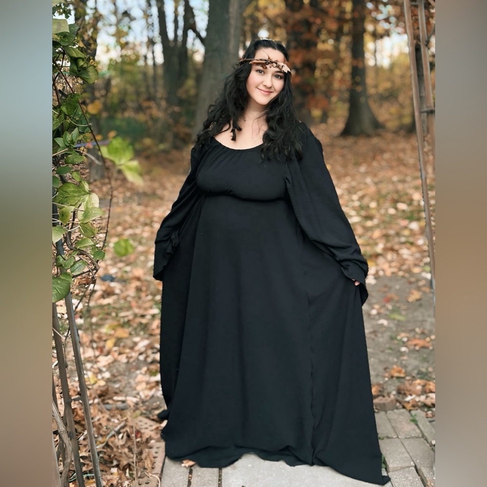 Handmade Regency-Inspired Off-Shoulder Maxi Dress empire waist comes with belt